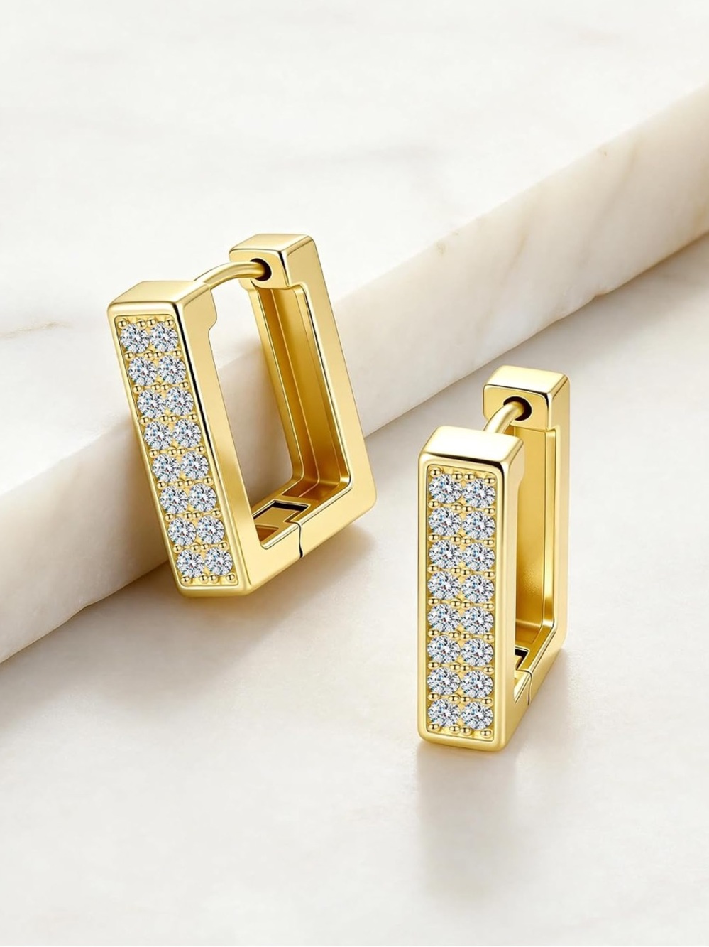 Gold Rectangular Huggie Earrings